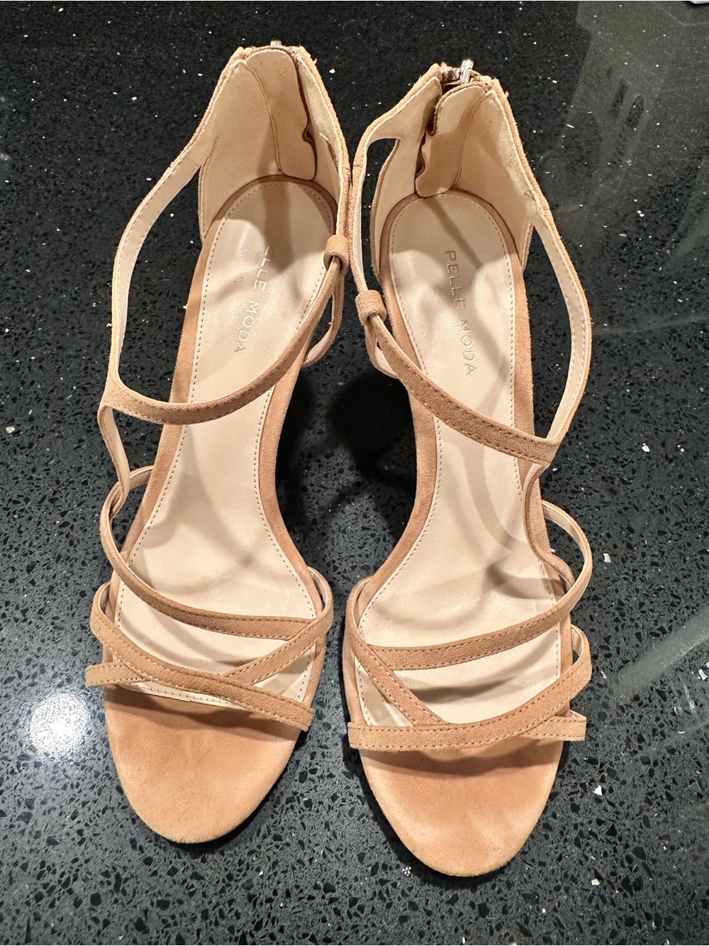 Pelle Moda Nude/Tan Strappy High Heel Sandals